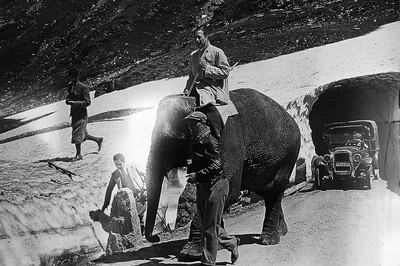 21 juillet 1935 - L'Américain Haliburton et son éléphant fra ...